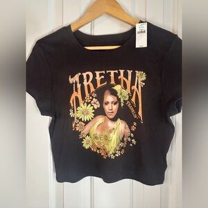 GAP Gray Crop Top with Orange and Yellow Graphic